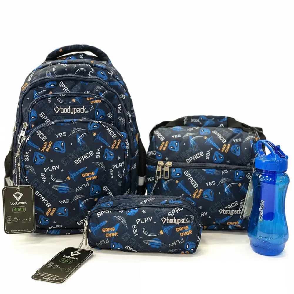 Bodypack 4pcs space design medium navy blue backpack set