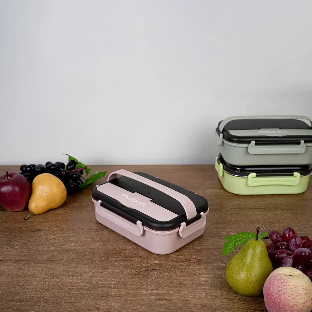 Exsport-1L-Airtight-Rectangular-2-Sections-Pink-Lunch-Box Exsport 1l airtight rectangular 2 sections pink lunch box