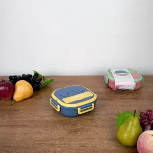 Exsport 550ml airtight 3 sections blue & yellow lunchbox