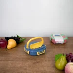 Exsport 550ml airtight 3 sections blue & yellow lunchbox1