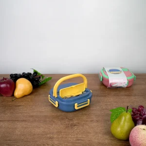 Exsport 550ml airtight 3 sections blue & yellow lunchbox1