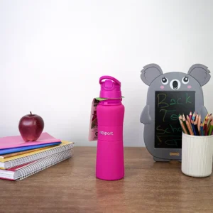 Exsport 650ml silicone fuchsia water bottle