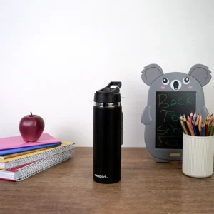 Exsport 650ml stainless black water bottle