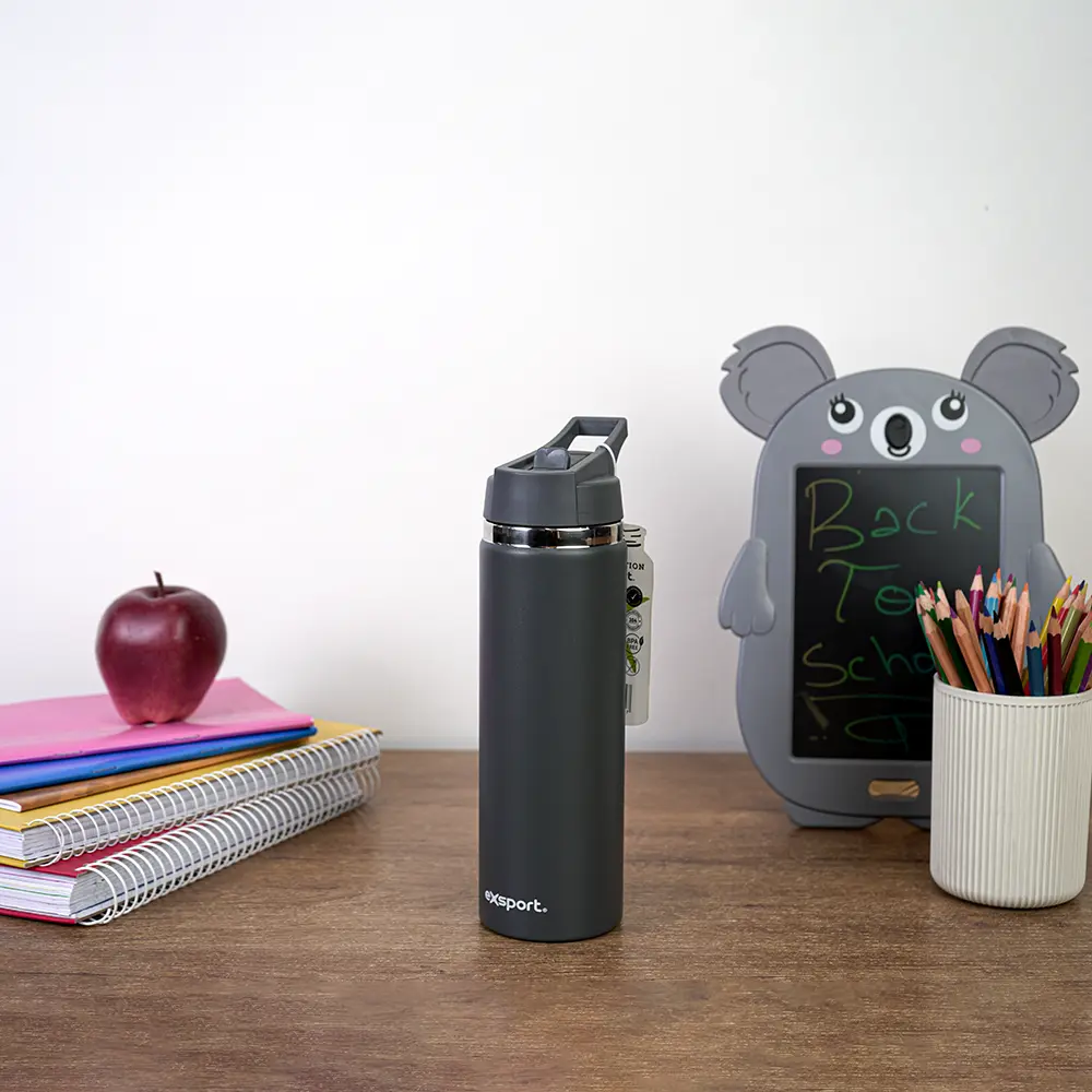 Exsport 650ml stainless grey water bottle