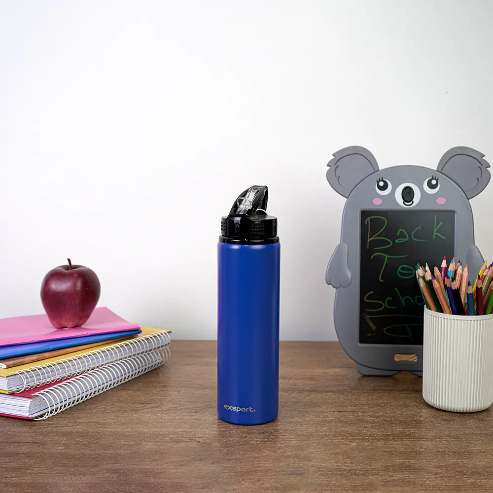 Exsport 750ml stainless blue water bottle