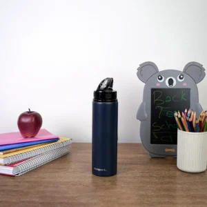 Exsport 750ml stainless navy blue water bottle