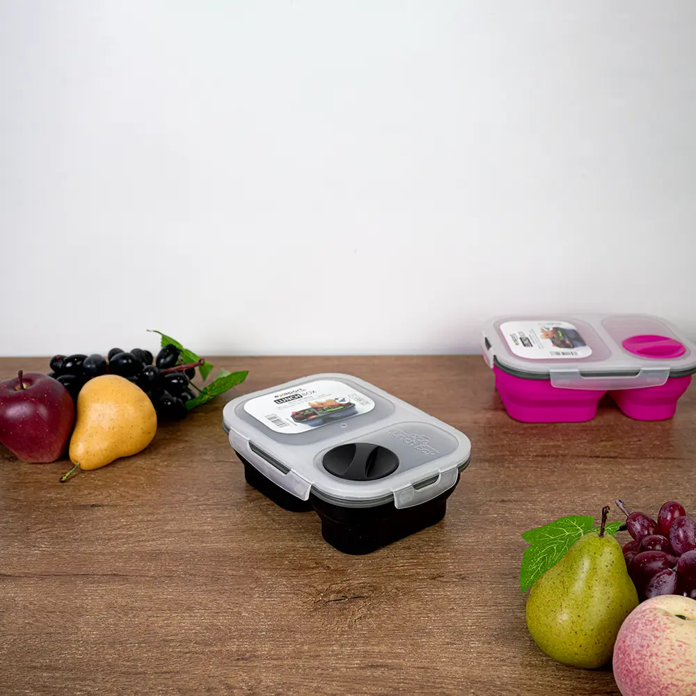 Exsport airtight silicon 2 sections black lunch box