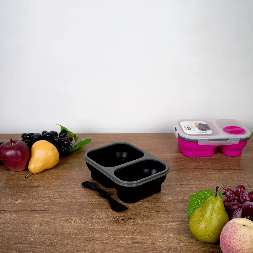 Exsport airtight silicon 2 sections black lunch box2