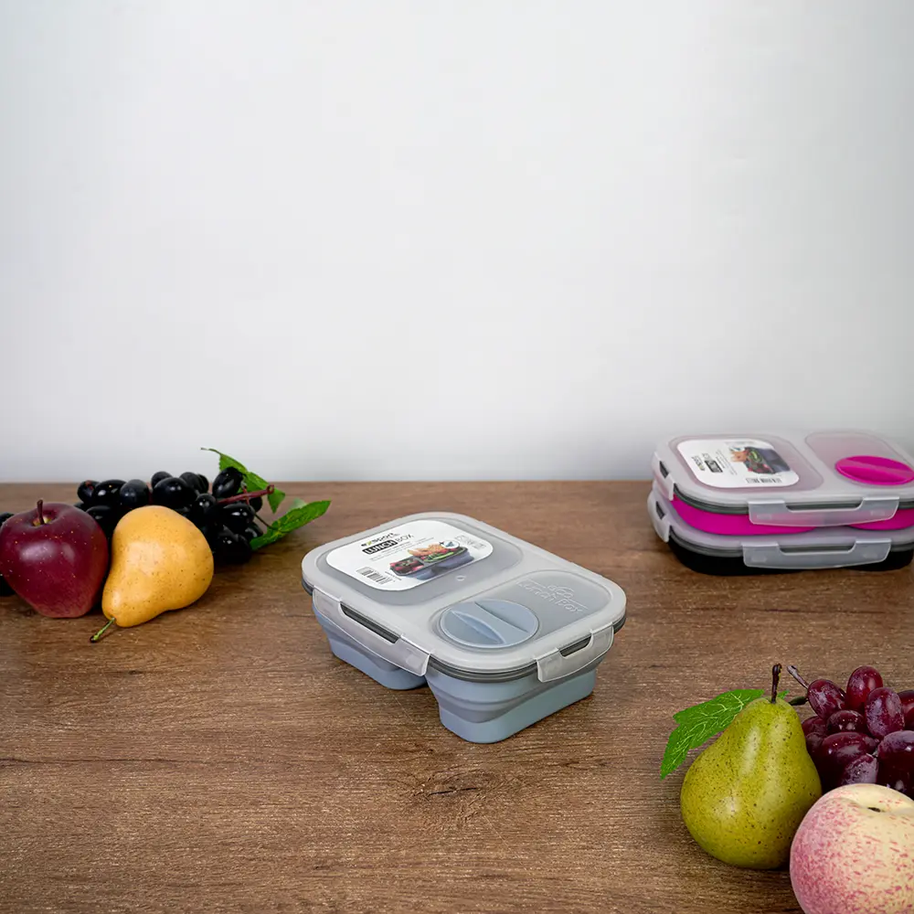 Exsport airtight silicon 2 sections light blue lunch box