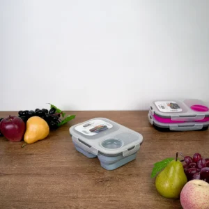 Exsport airtight silicon 2 sections light blue lunch box1