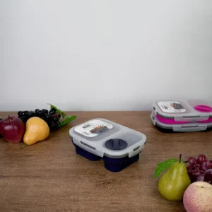 Exsport airtight silicon 2 sections navy blue lunch box