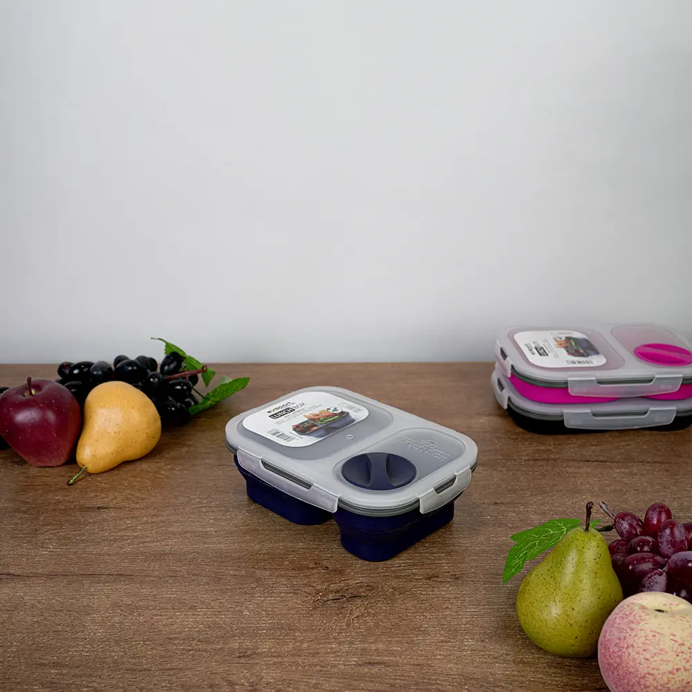 Exsport airtight silicon 2 sections navy blue lunch box