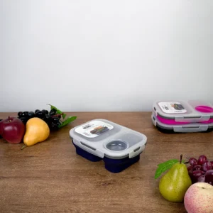 Exsport airtight silicon 2 sections navy blue lunch box1