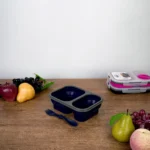 Exsport airtight silicon 2 sections navy blue lunch box2