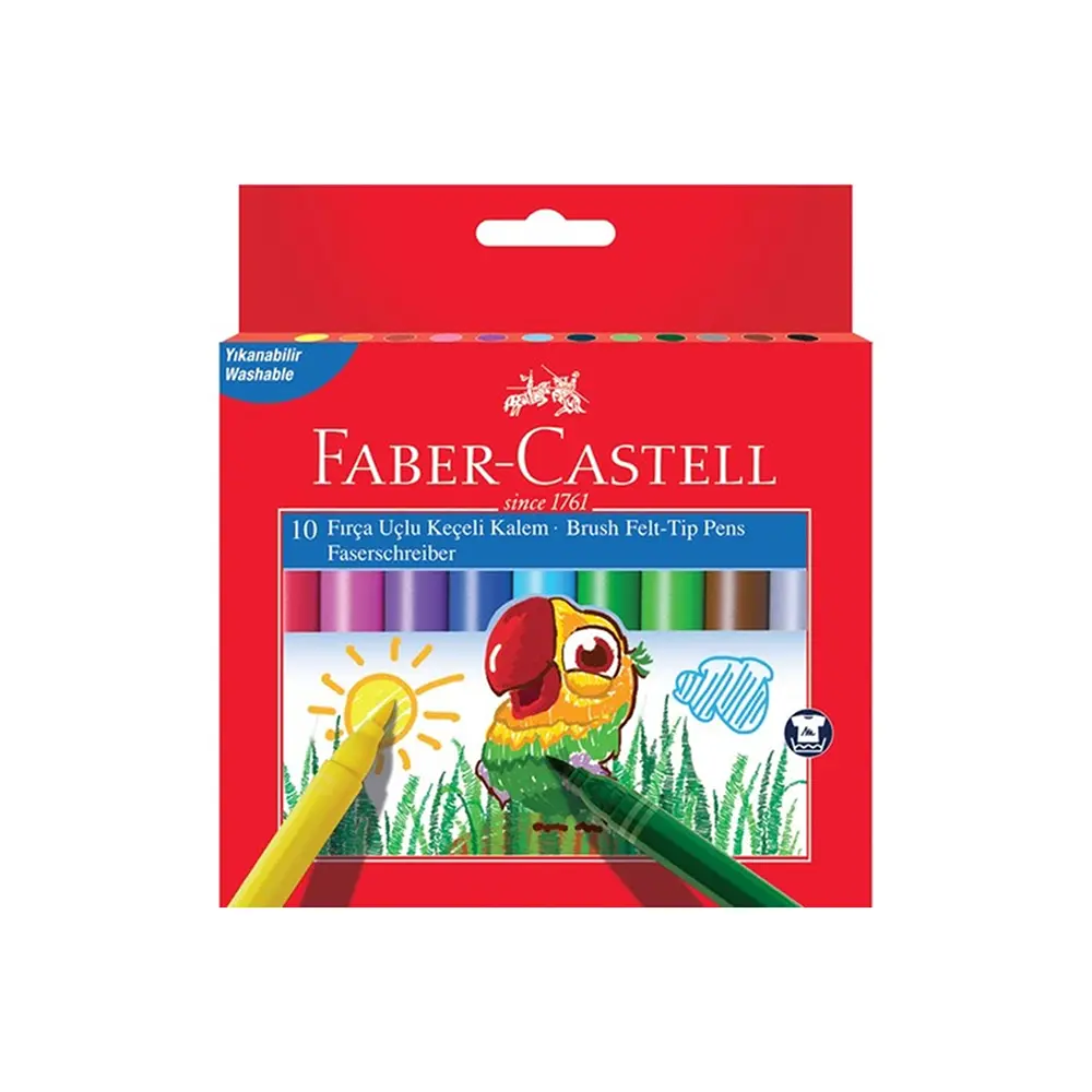 Faber-Castell-555010-Super-Washable-Brush-Felt-Tip-Pen-10-Colors Faber castell 555010 super washable brush felt tip pen 10 colors