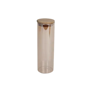 Glass 20.5cm bronze jar with wooden lid