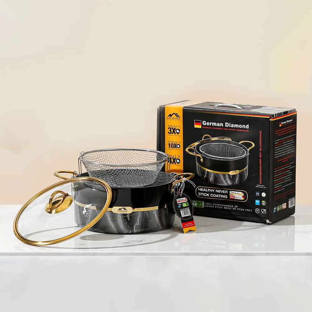 Momaz german diamond 26cm frying pots with stainless strainer1