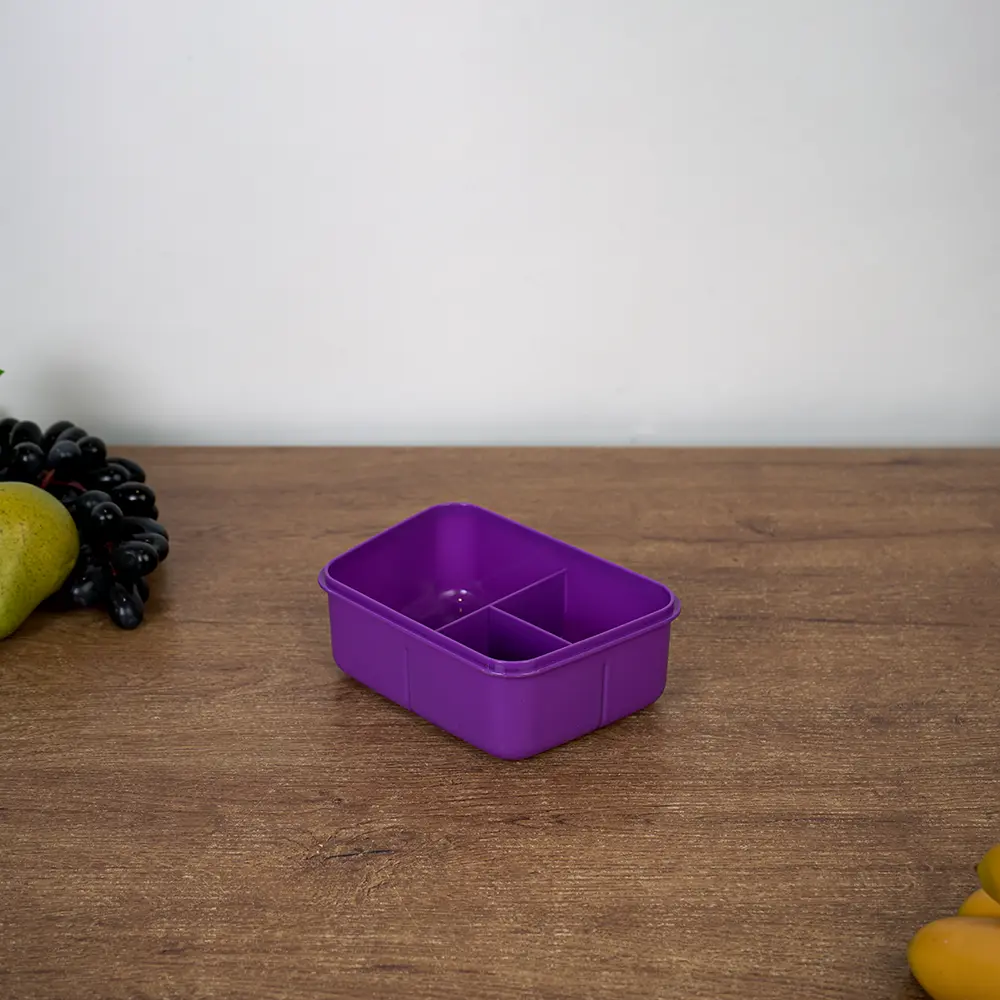 Plastic-3-Sections-Purple-Lunch-Box-with-Green-Lid-&-Spoon2 Plastic 3 sections purple lunch box with green lid & spoon2