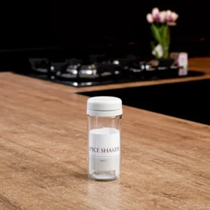 Qlux 245ml glass troya white spices shaker1