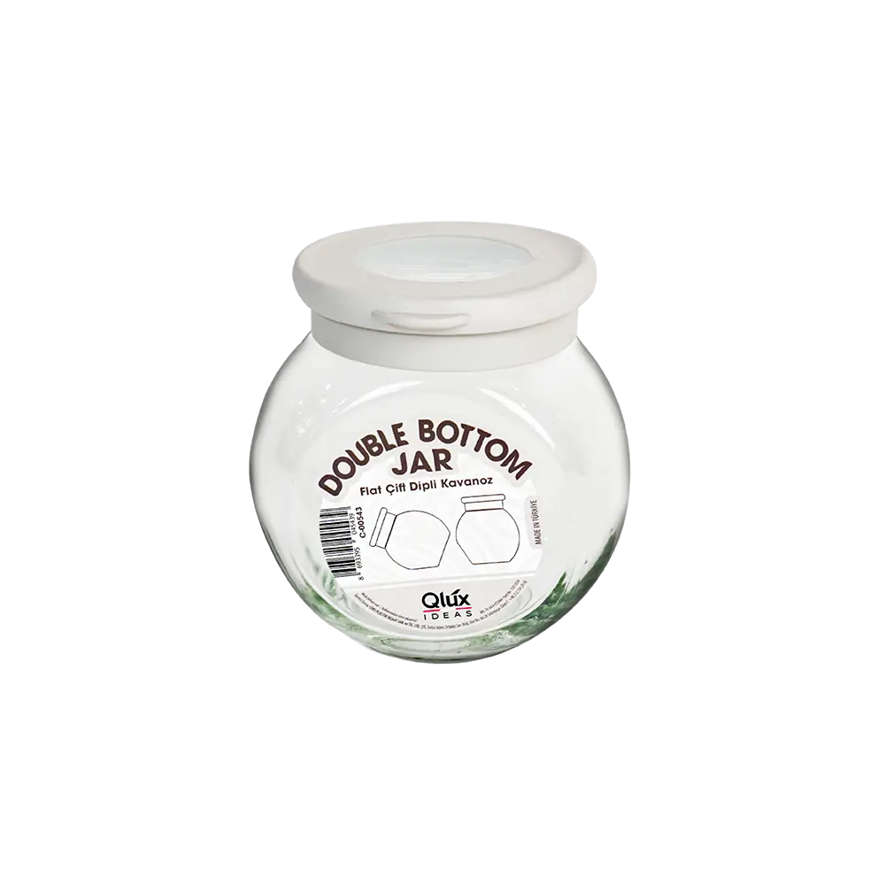 Qlux 750ml double bottom jar with light grey lid