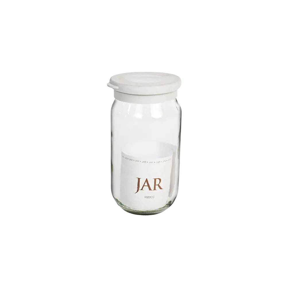 Qlux flat 1l flat jar with light grey lid