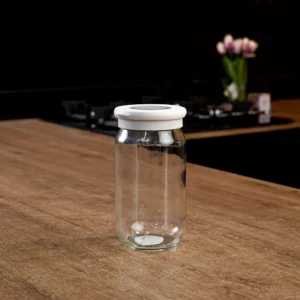 Qlux flat 1l flat jar with light grey lid1