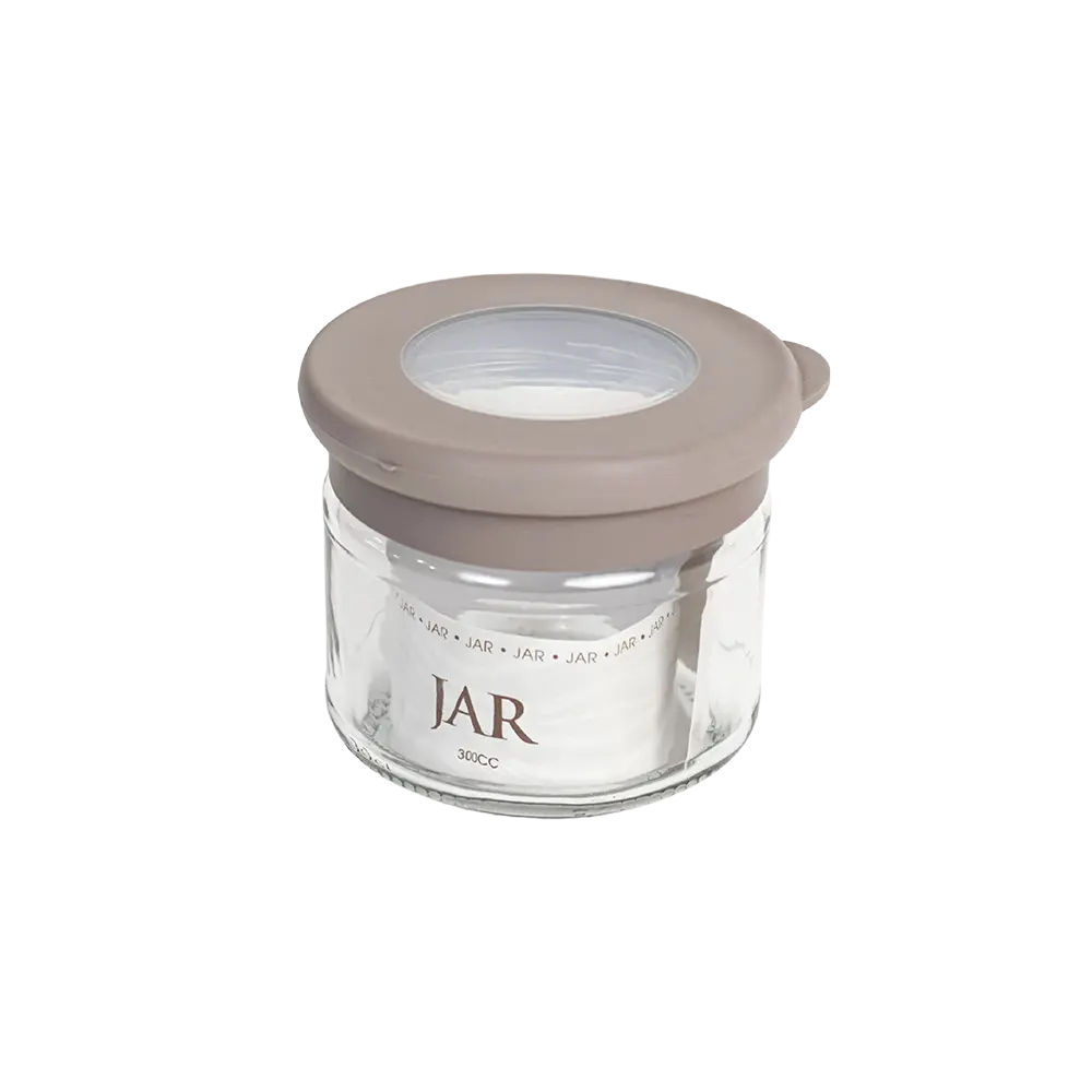Qlux-Flat-300ml-Jar-with-Beige-Lid Qlux flat 300ml jar with beige lid