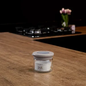 Qlux flat 300ml jar with beige lid1