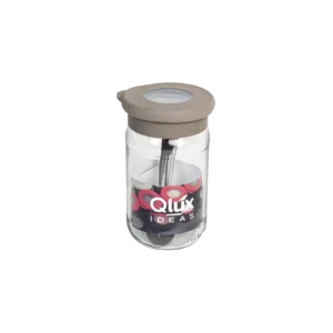 Qlux flat 300ml spices jar with beige lid & spoon