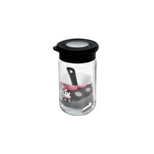 Qlux flat 300ml spices jar with black lid & spoon