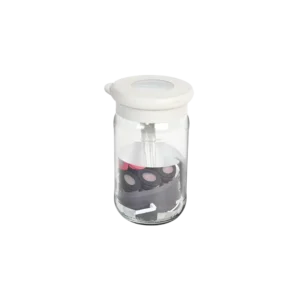 Qlux flat 300ml spices jar with light grey lid & spoon