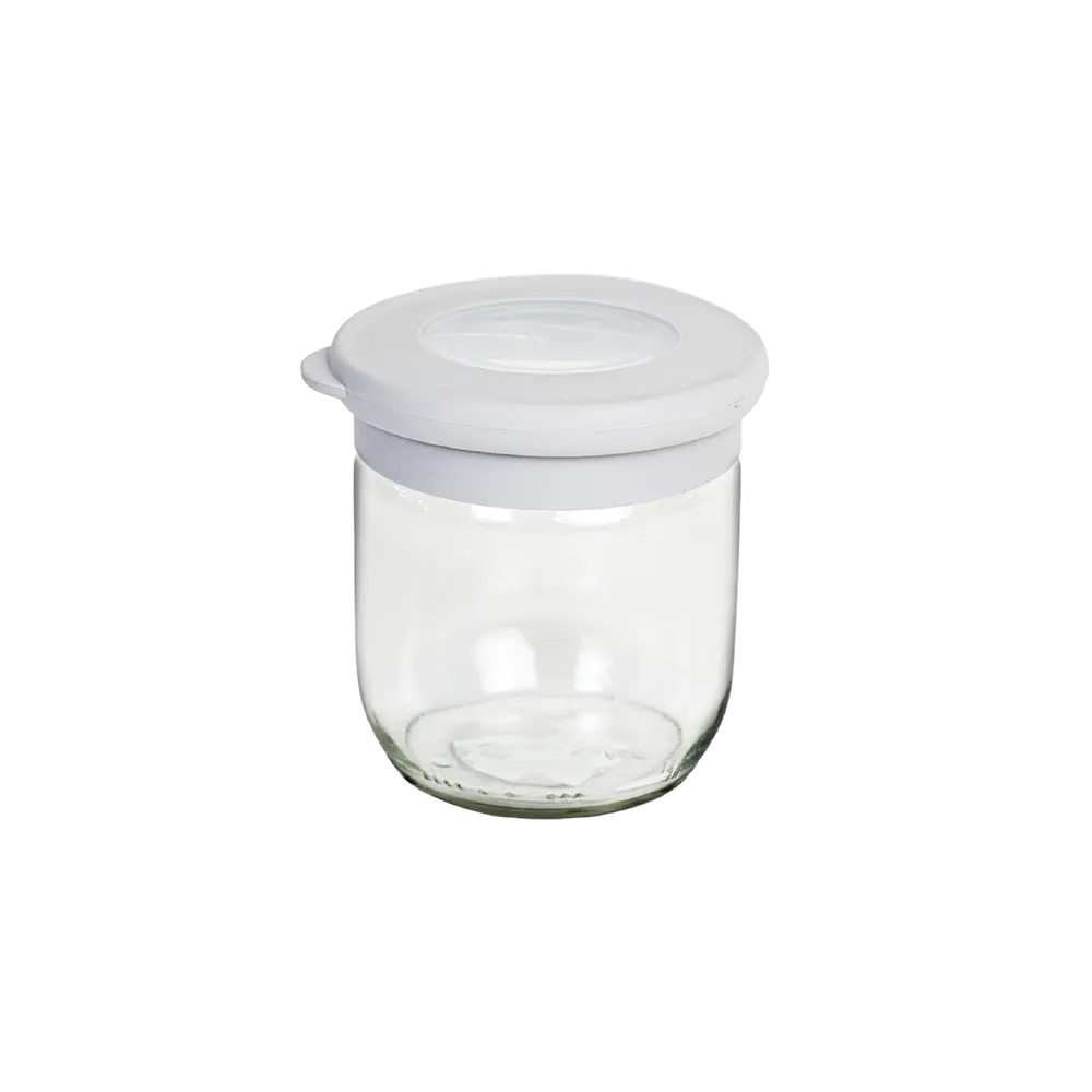 Qlux flat 425ml flat jar with grey lid