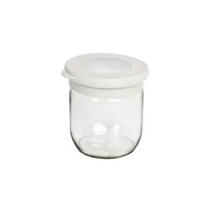 Qlux flat 425ml flat jar with light grey lid