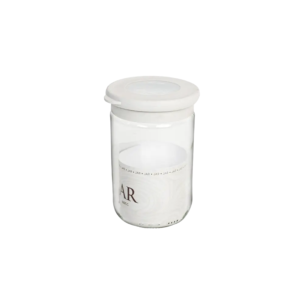 Qlux flat 660ml flat jar with light grey lid