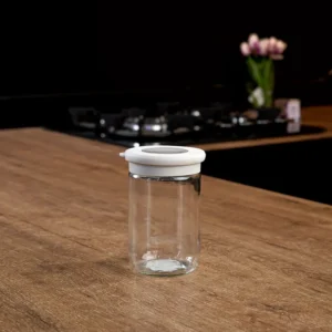 Qlux flat 660ml flat jar with light grey lid1