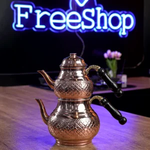 Red copper double teapot with black handle1