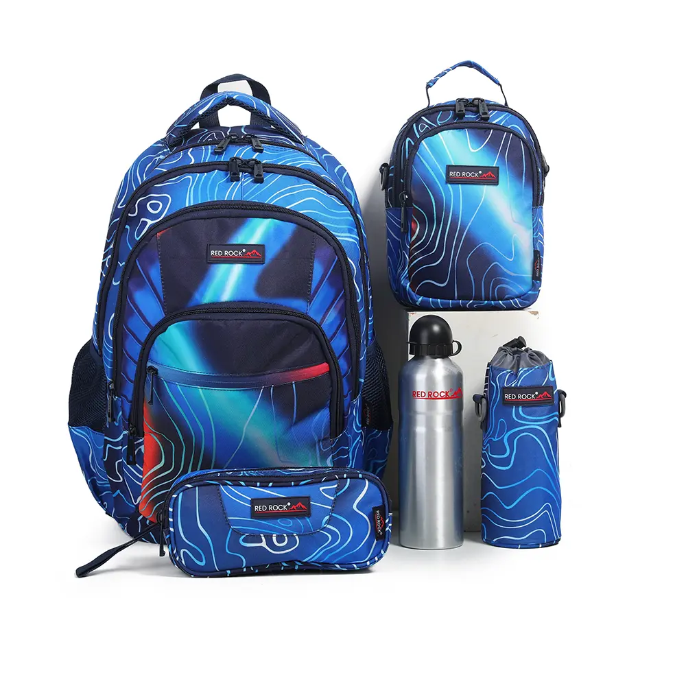 Red-Rock-4251-Navy-Blue-&-Blue-4-Zippers-5pcs-Backpack-Set Red rock 4251 navy blue & blue 4 zippers 5pcs backpack set