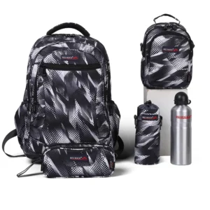 Red rock 4266 black & white 4 zippers 5pcs backpack set