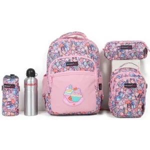 Red rock 4268 sweets design 3 zippers pink backpack set