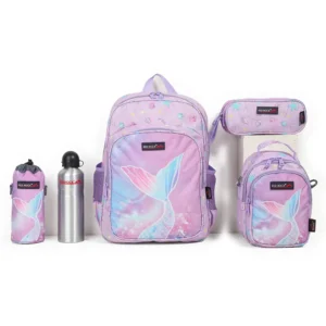 Red rock 4284 ocean design 2 zippers 5pcs light purple backpack set