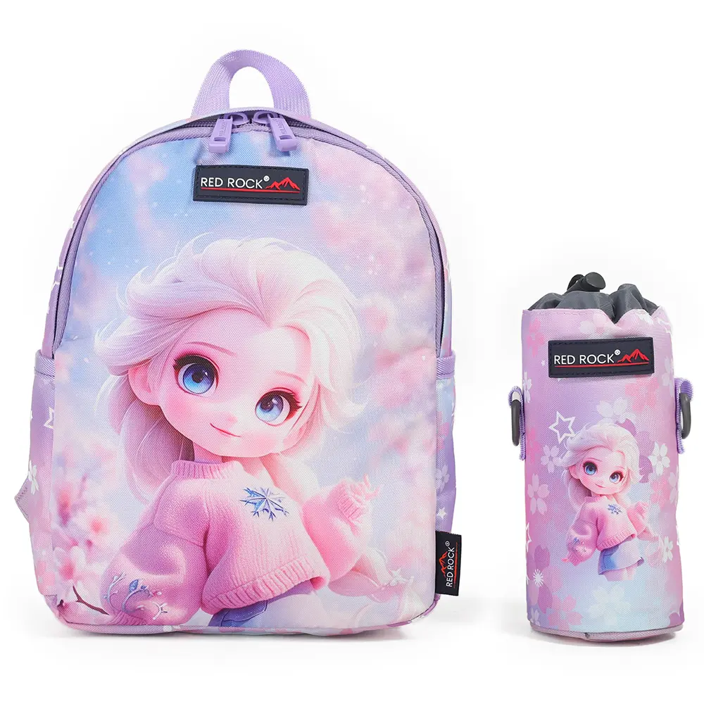 Red rock 4291 frozen princess design 1 zippers 2pcs light purple backpack set