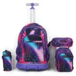 Red rock 4300 purple & fuchsia 4 zippers 4pcs trolley backpack set