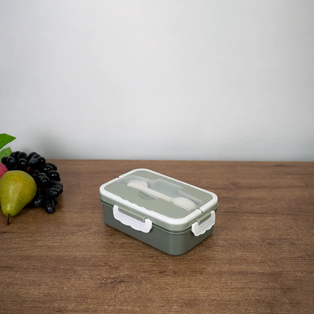 Stainless-2-Sections-Green-Rectangular-Lunch-Box-with-Spoon-&-Fork Stainless 2 sections green rectangular lunch box with spoon & fork