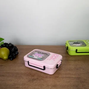 Stainless 3 sections city girl design pink lunch box