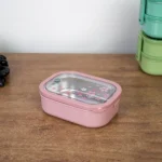 Stainless airtight double layer pink lunch box with spoon & chopsticks4