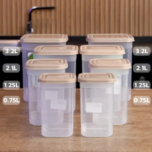 Transparent 30pcs storge boxes set with beige lid1