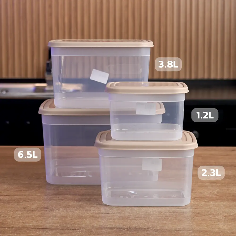 Transparent 30pcs storge boxes set with beige lid2