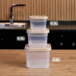 Transparent 30pcs storge boxes set with beige lid4