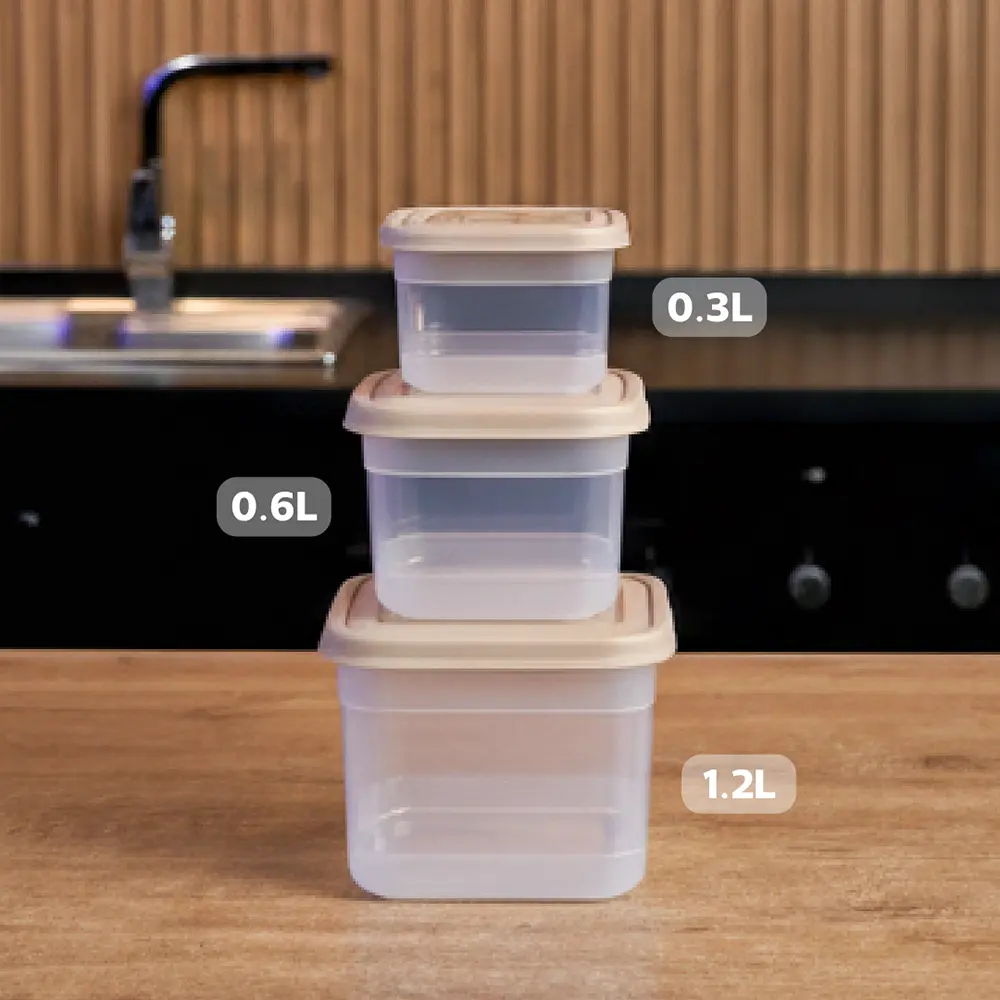 Transparent 30pcs storge boxes set with beige lid4