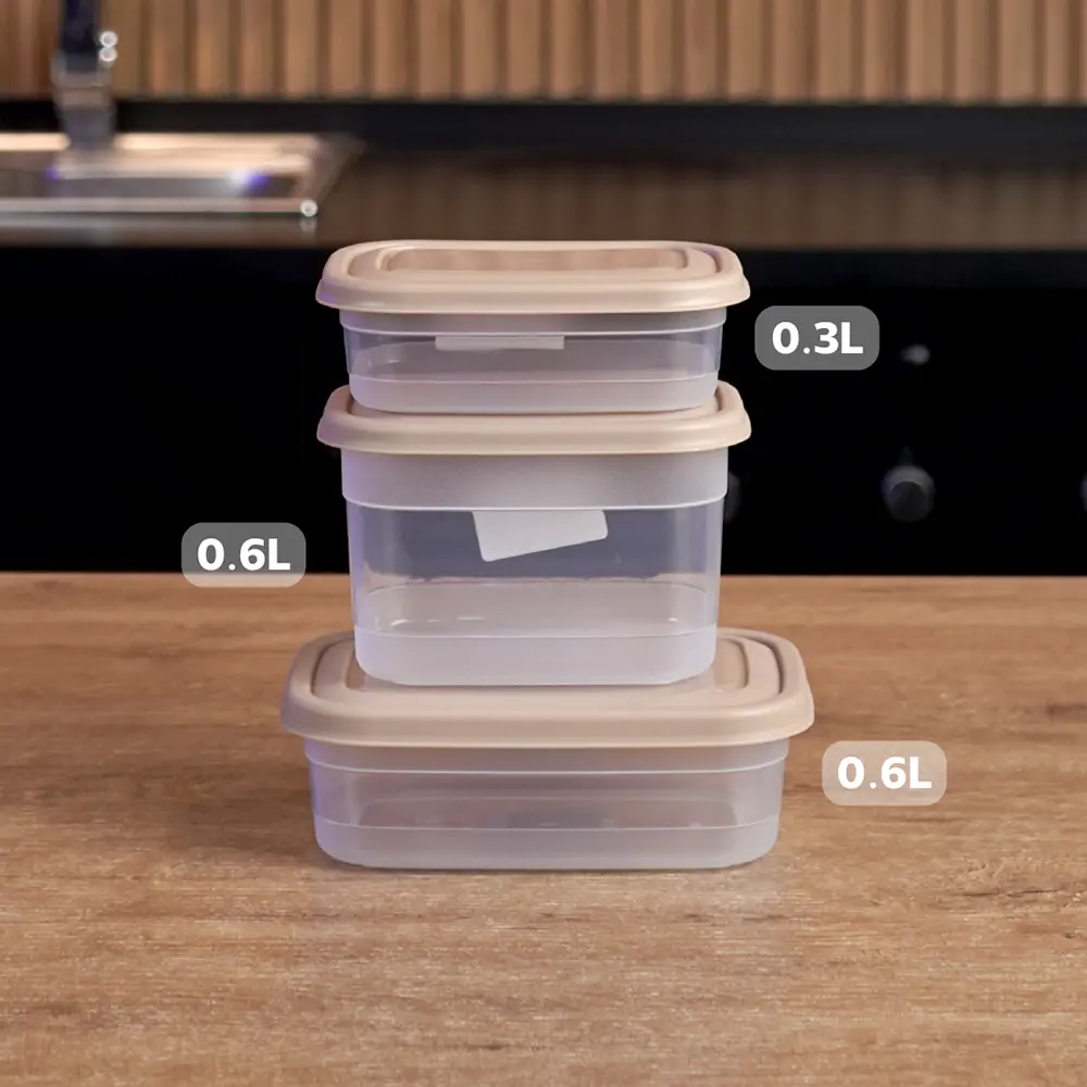 Transparent 30pcs storge boxes set with beige lid5